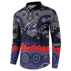 ANZAC Day Melbourne Storm Button Sweatshirt Military Memorial Aboriginal Indigenous Art