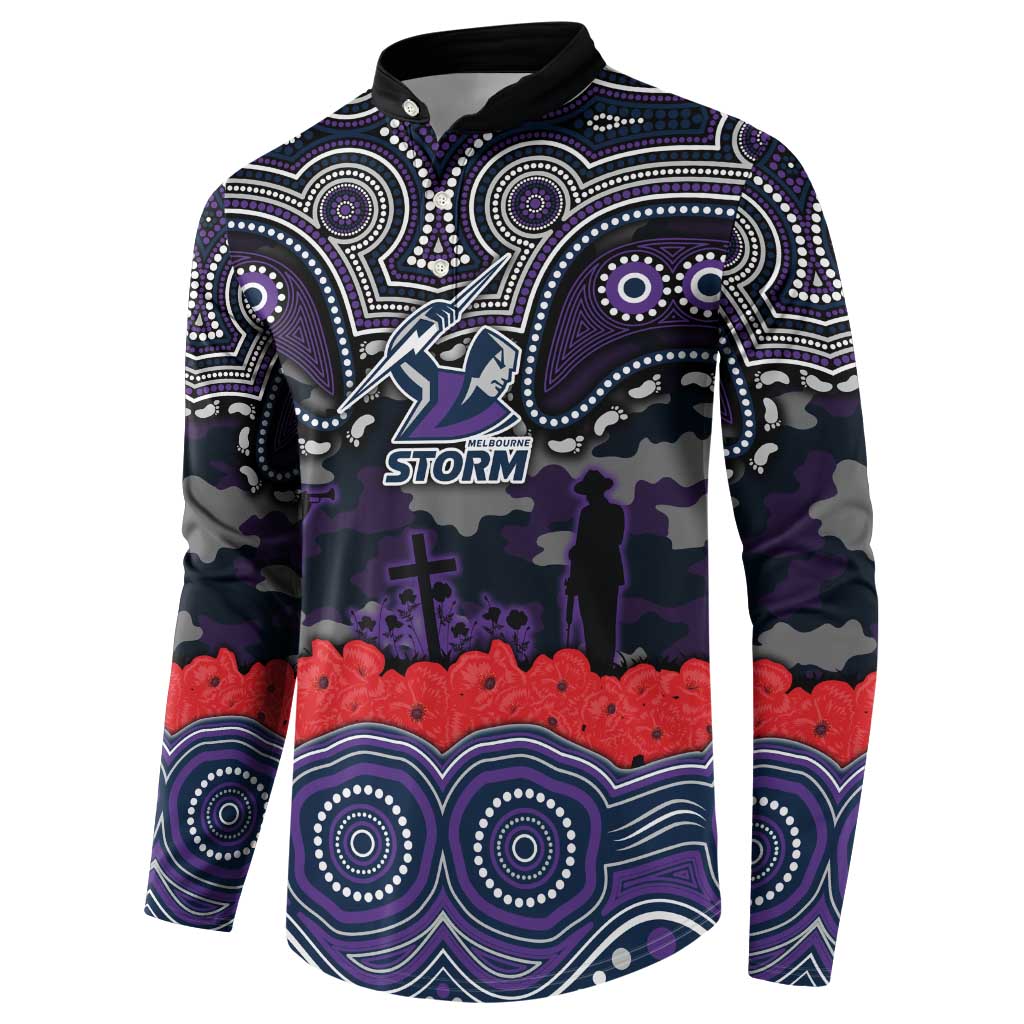 ANZAC Day Melbourne Storm Button Sweatshirt Military Memorial Aboriginal Indigenous Art