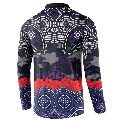 ANZAC Day Melbourne Storm Button Sweatshirt Military Memorial Aboriginal Indigenous Art
