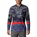 ANZAC Day Melbourne Storm Button Sweatshirt Military Memorial Aboriginal Indigenous Art