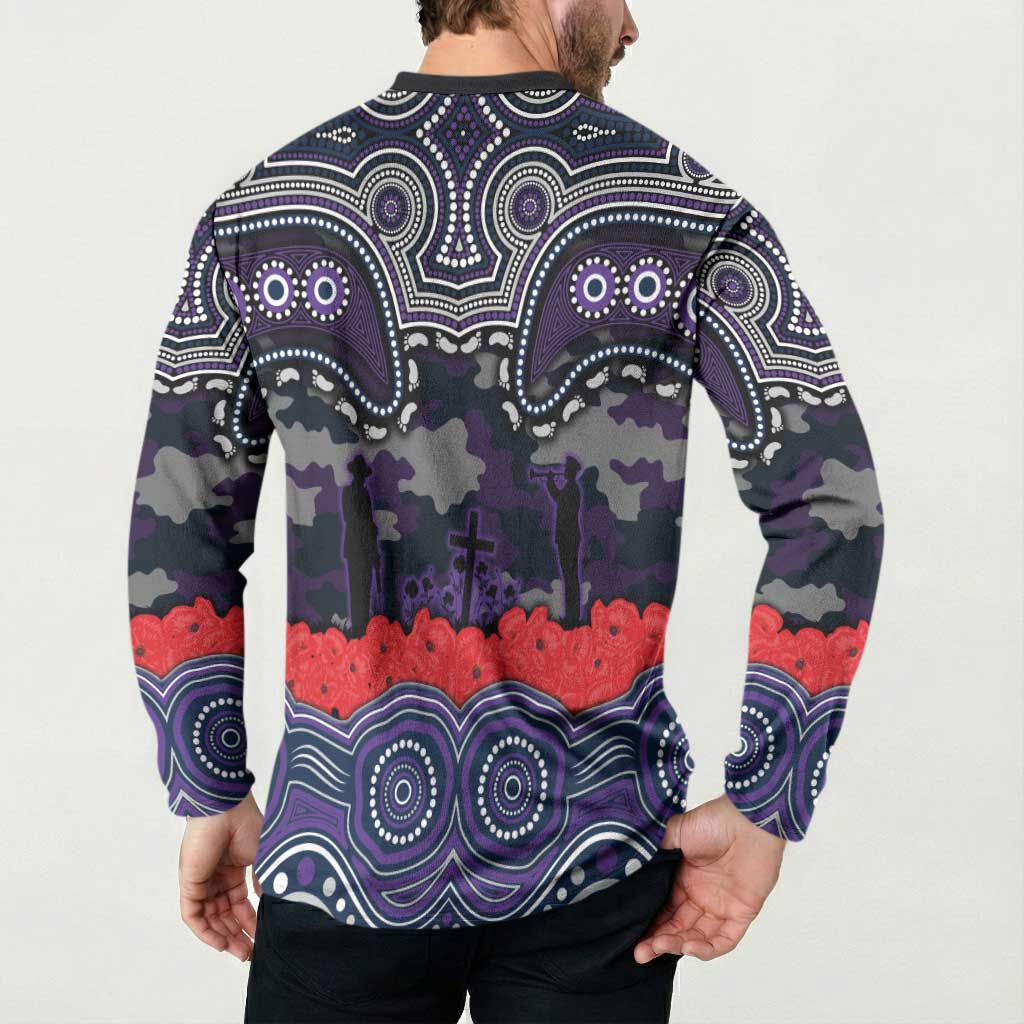 ANZAC Day Melbourne Storm Button Sweatshirt Military Memorial Aboriginal Indigenous Art