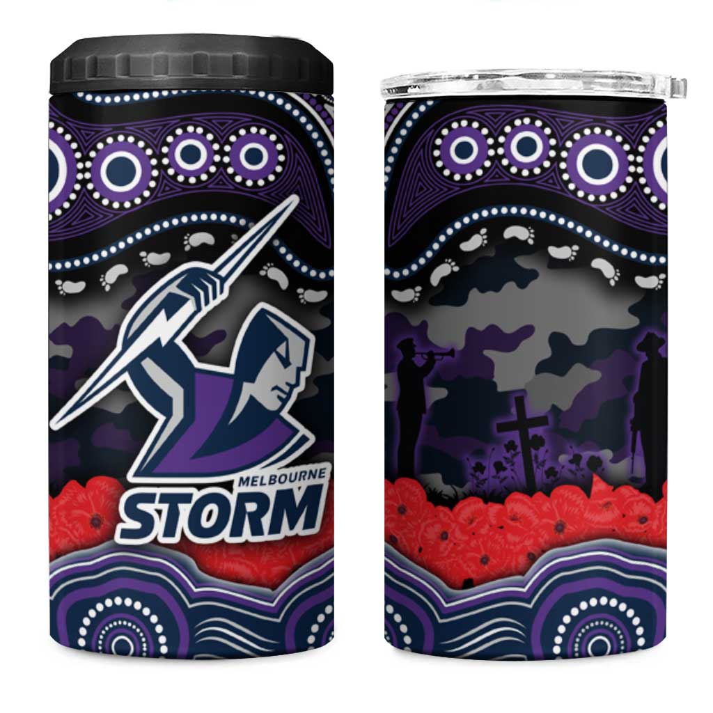 ANZAC Day Melbourne Storm 4 in 1 Can Cooler Tumbler Military Memorial Aboriginal Indigenous Art