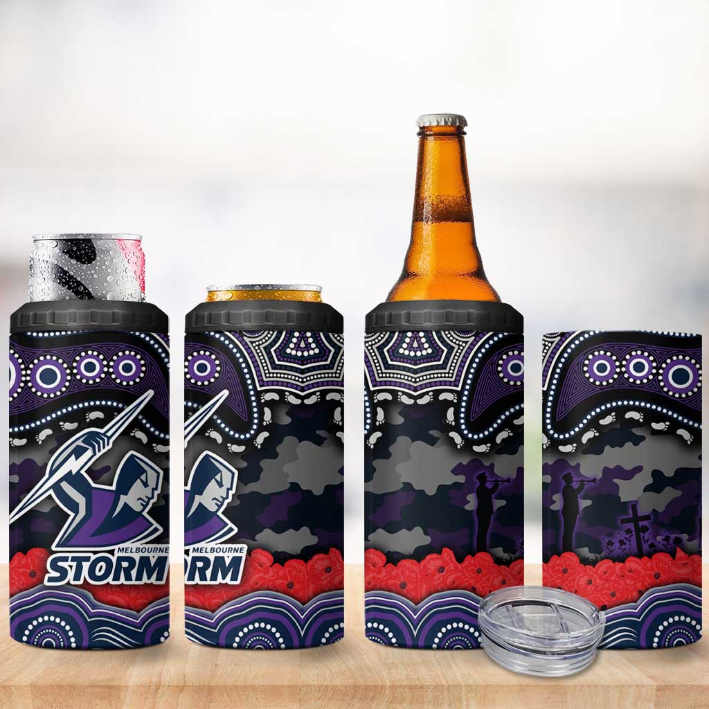 ANZAC Day Melbourne Storm 4 in 1 Can Cooler Tumbler Military Memorial Aboriginal Indigenous Art