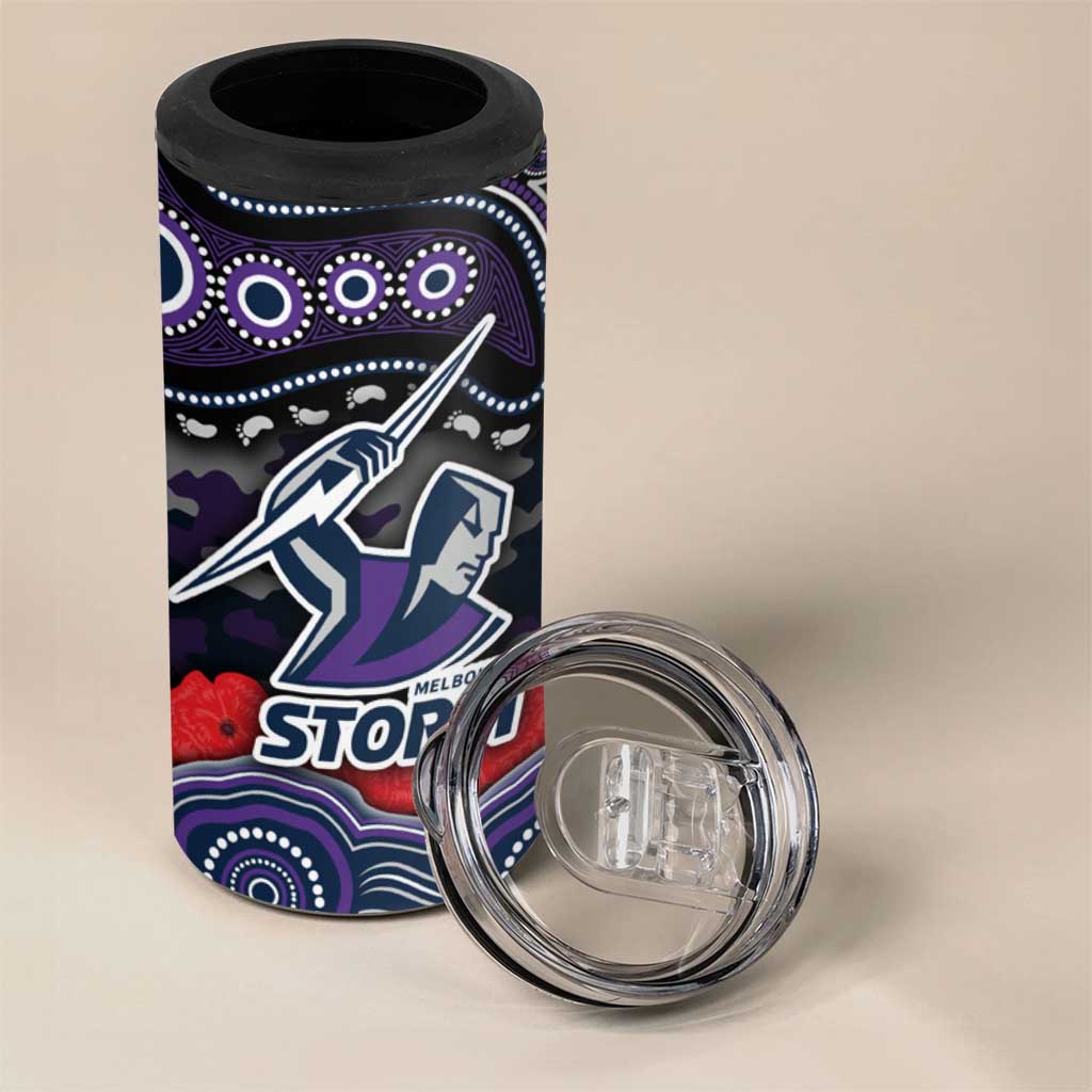 ANZAC Day Melbourne Storm 4 in 1 Can Cooler Tumbler Military Memorial Aboriginal Indigenous Art