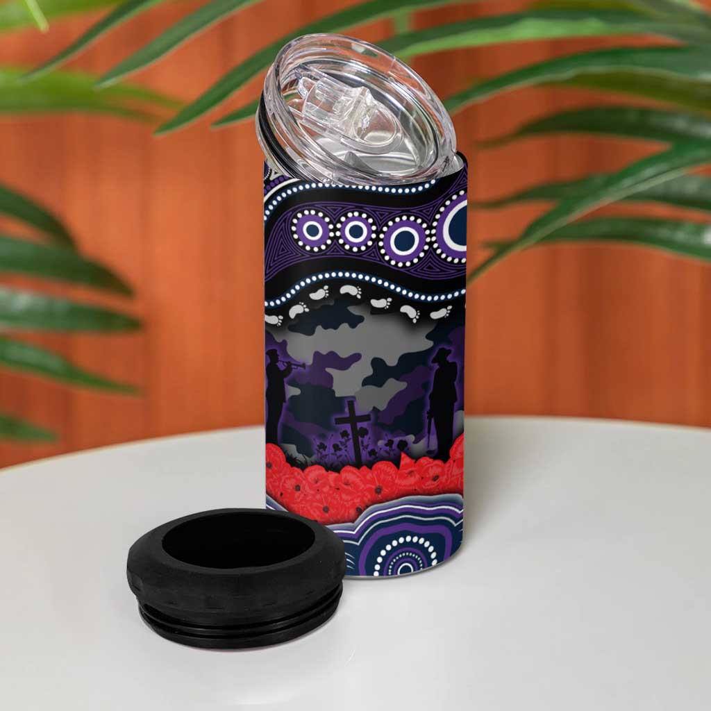 ANZAC Day Melbourne Storm 4 in 1 Can Cooler Tumbler Military Memorial Aboriginal Indigenous Art