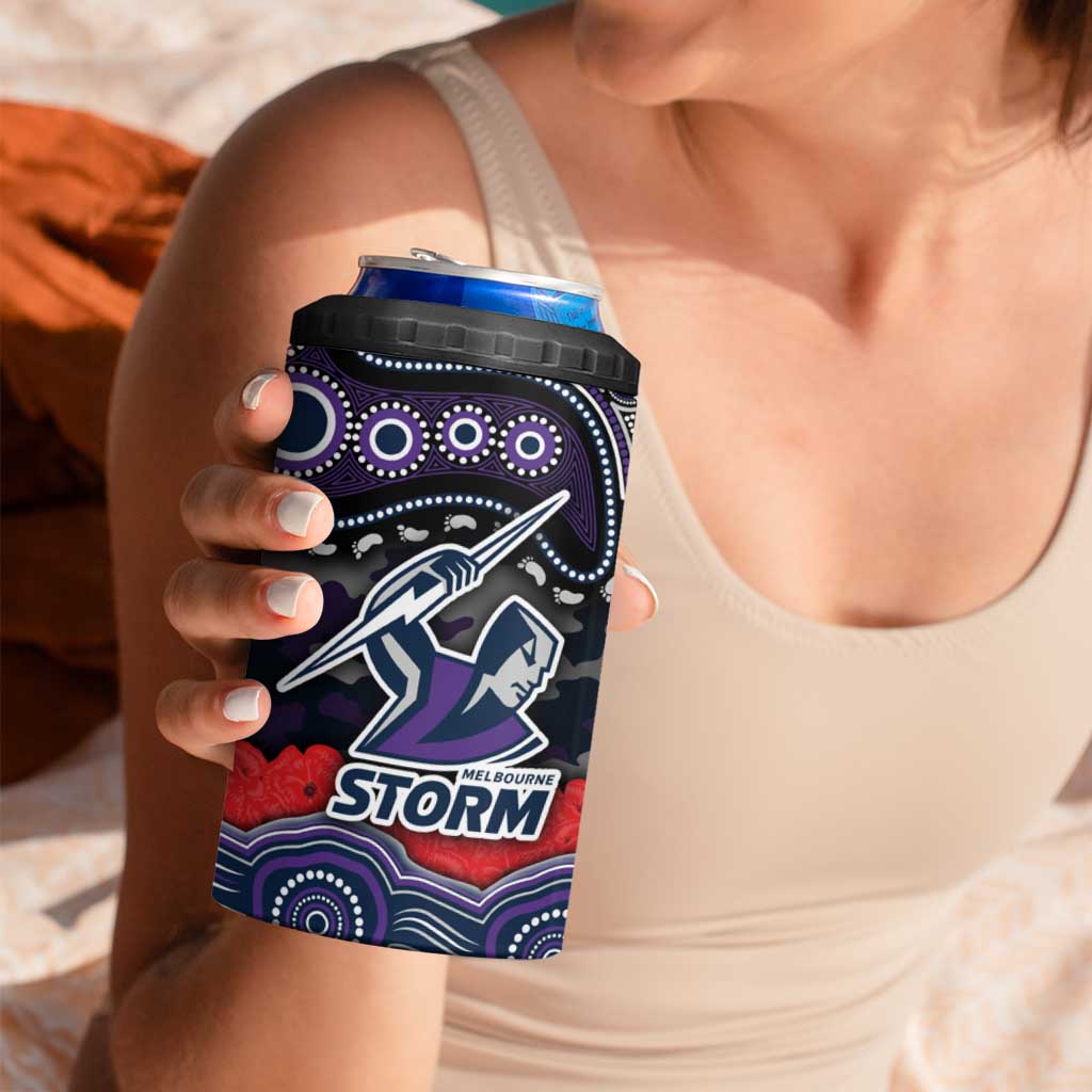 ANZAC Day Melbourne Storm 4 in 1 Can Cooler Tumbler Military Memorial Aboriginal Indigenous Art
