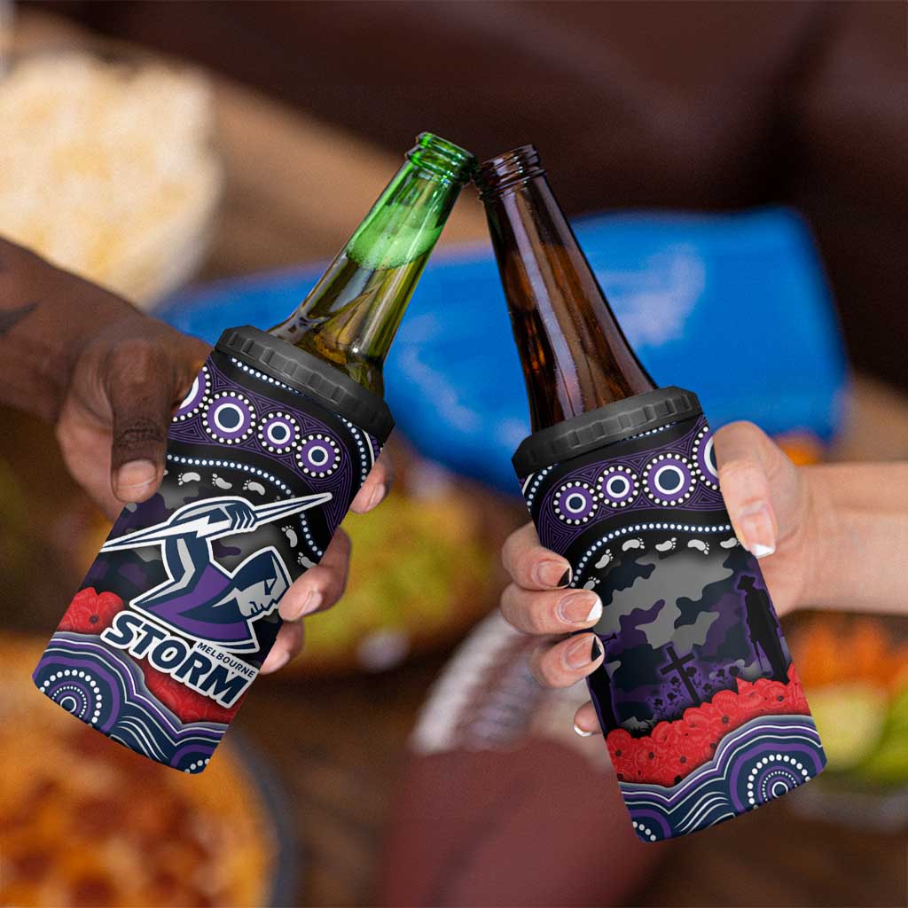 ANZAC Day Melbourne Storm 4 in 1 Can Cooler Tumbler Military Memorial Aboriginal Indigenous Art
