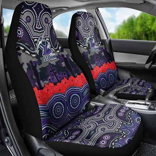 ANZAC Day Melbourne Storm Car Seat Cover Military Memorial Aboriginal Indigenous Art