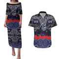 ANZAC Day Melbourne Storm Couples Matching Puletasi and Hawaiian Shirt Military Memorial Aboriginal Indigenous Art