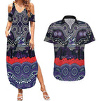 ANZAC Day Melbourne Storm Couples Matching Summer Maxi Dress and Hawaiian Shirt Military Memorial Aboriginal Indigenous Art