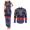 ANZAC Day Melbourne Storm Couples Matching Tank Maxi Dress and Long Sleeve Button Shirt Military Memorial Aboriginal Indigenous Art