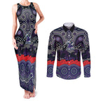 ANZAC Day Melbourne Storm Couples Matching Tank Maxi Dress and Long Sleeve Button Shirt Military Memorial Aboriginal Indigenous Art