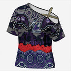 ANZAC Day Melbourne Storm Cross Shoulder Shirt Military Memorial Aboriginal Indigenous Art