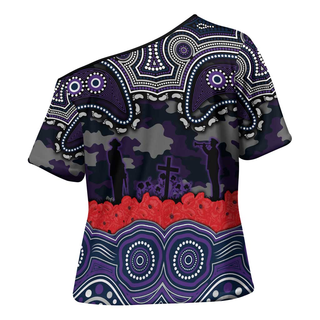 ANZAC Day Melbourne Storm Cross Shoulder Shirt Military Memorial Aboriginal Indigenous Art