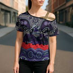 ANZAC Day Melbourne Storm Cross Shoulder Shirt Military Memorial Aboriginal Indigenous Art