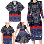 ANZAC Day Melbourne Storm Family Matching Long Sleeve Bodycon Dress and Hawaiian Shirt Military Memorial Aboriginal Indigenous Art
