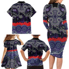 ANZAC Day Melbourne Storm Family Matching Long Sleeve Bodycon Dress and Hawaiian Shirt Military Memorial Aboriginal Indigenous Art