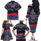 ANZAC Day Melbourne Storm Family Matching Off The Shoulder Long Sleeve Dress and Hawaiian Shirt Military Memorial Aboriginal Indigenous Art