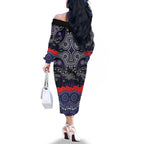 ANZAC Day Melbourne Storm Family Matching Off The Shoulder Long Sleeve Dress and Hawaiian Shirt Military Memorial Aboriginal Indigenous Art