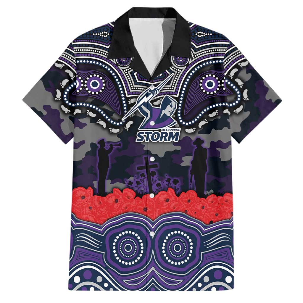 ANZAC Day Melbourne Storm Family Matching Off Shoulder Maxi Dress and Hawaiian Shirt Military Memorial Aboriginal Indigenous Art