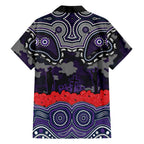 ANZAC Day Melbourne Storm Family Matching Off Shoulder Maxi Dress and Hawaiian Shirt Military Memorial Aboriginal Indigenous Art