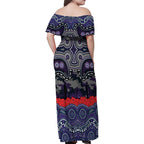 ANZAC Day Melbourne Storm Family Matching Off Shoulder Maxi Dress and Hawaiian Shirt Military Memorial Aboriginal Indigenous Art