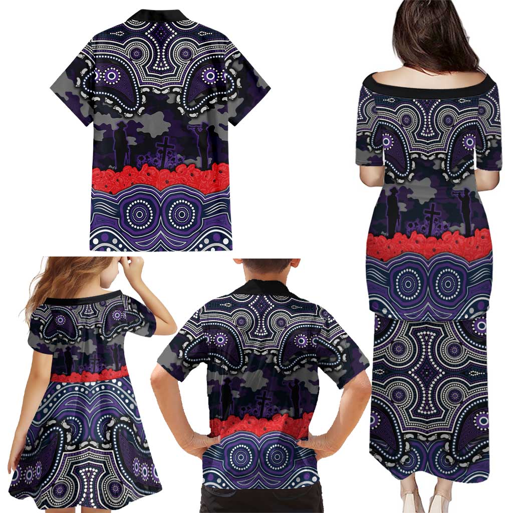 ANZAC Day Melbourne Storm Family Matching Puletasi and Hawaiian Shirt Military Memorial Aboriginal Indigenous Art