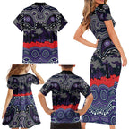 ANZAC Day Melbourne Storm Family Matching Short Sleeve Bodycon Dress and Hawaiian Shirt Military Memorial Aboriginal Indigenous Art