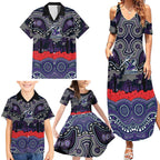 ANZAC Day Melbourne Storm Family Matching Summer Maxi Dress and Hawaiian Shirt Military Memorial Aboriginal Indigenous Art