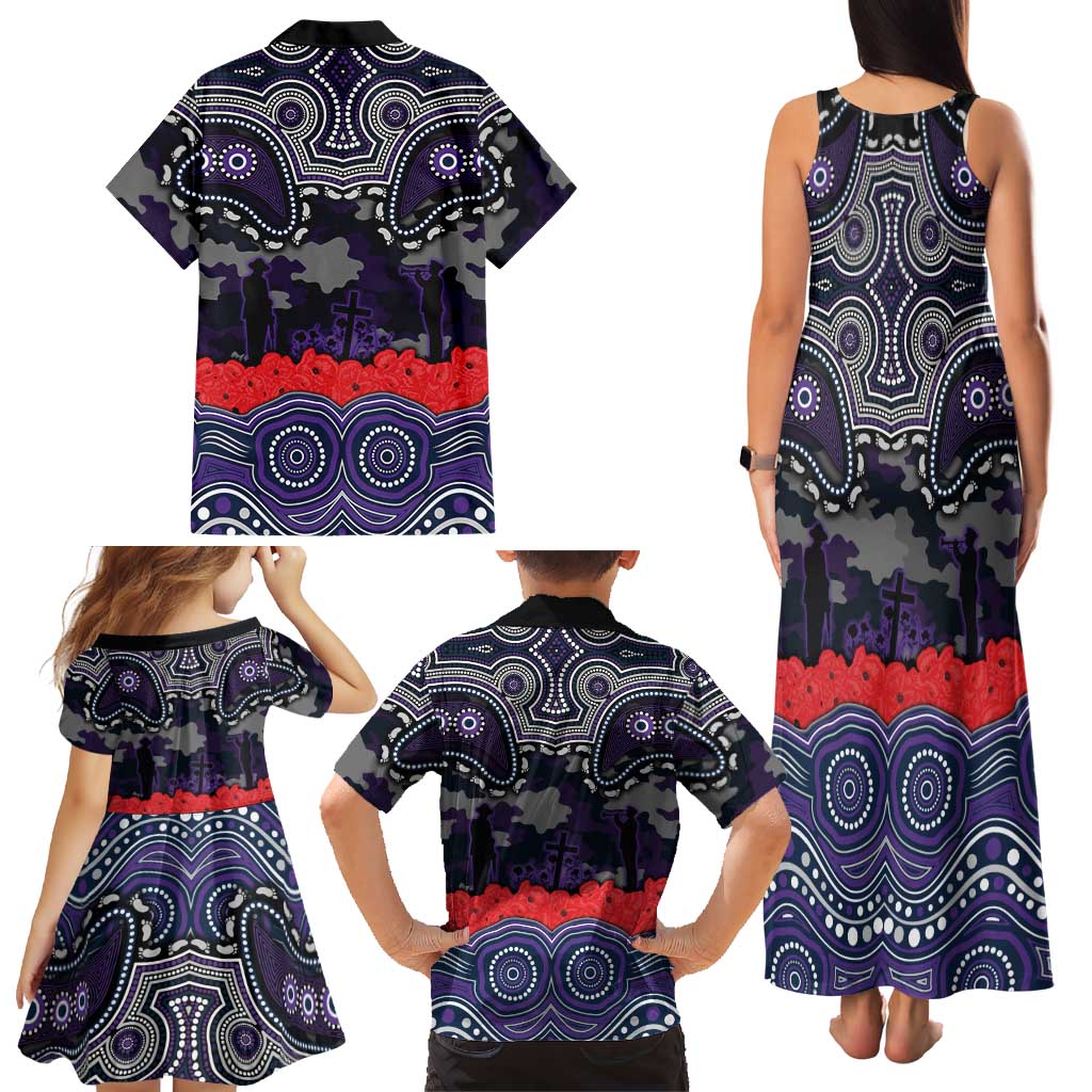 ANZAC Day Melbourne Storm Family Matching Tank Maxi Dress and Hawaiian Shirt Military Memorial Aboriginal Indigenous Art
