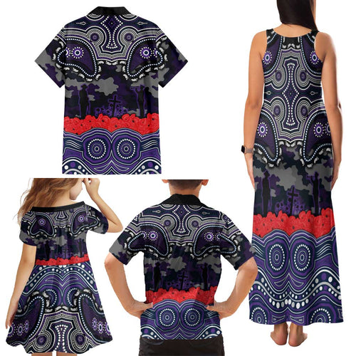 ANZAC Day Melbourne Storm Family Matching Tank Maxi Dress and Hawaiian Shirt Military Memorial Aboriginal Indigenous Art