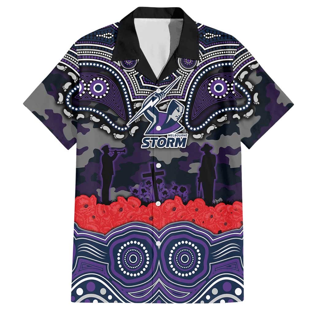 ANZAC Day Melbourne Storm Hawaiian Shirt Military Memorial Aboriginal Indigenous Art