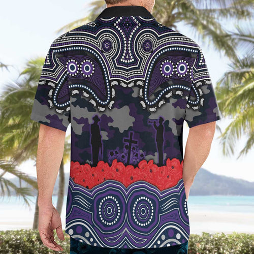 ANZAC Day Melbourne Storm Hawaiian Shirt Military Memorial Aboriginal Indigenous Art