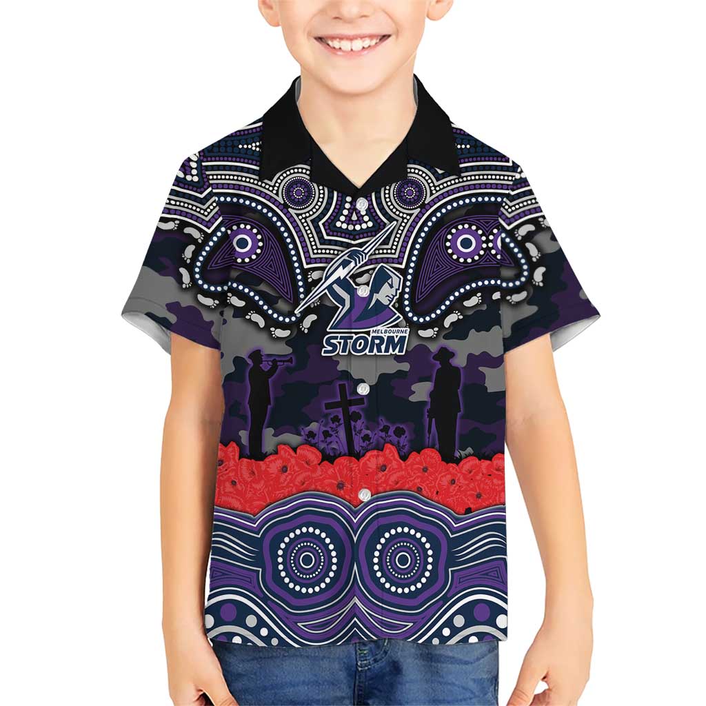 ANZAC Day Melbourne Storm Hawaiian Shirt Military Memorial Aboriginal Indigenous Art