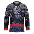 ANZAC Day Melbourne Storm Hockey Jersey Military Memorial Aboriginal Indigenous Art