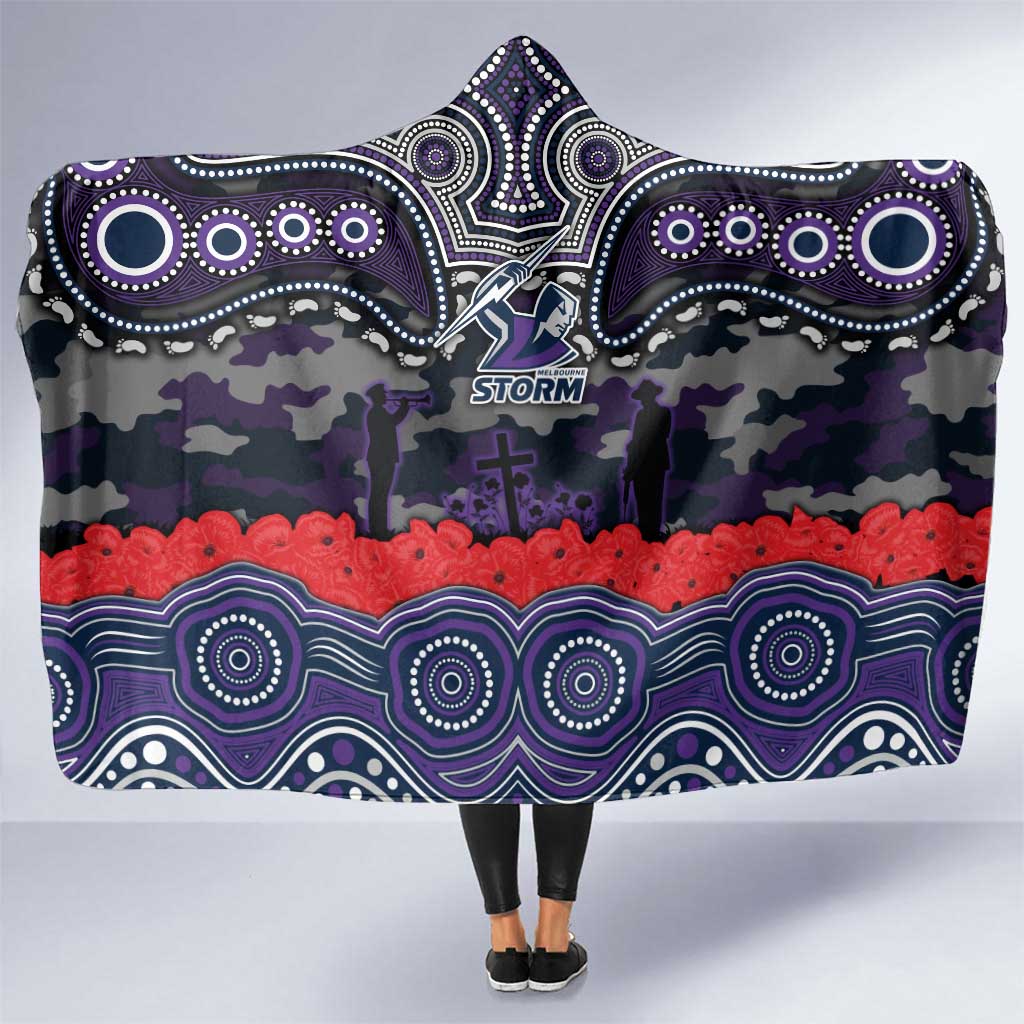 ANZAC Day Melbourne Storm Hooded Blanket Military Memorial Aboriginal Indigenous Art