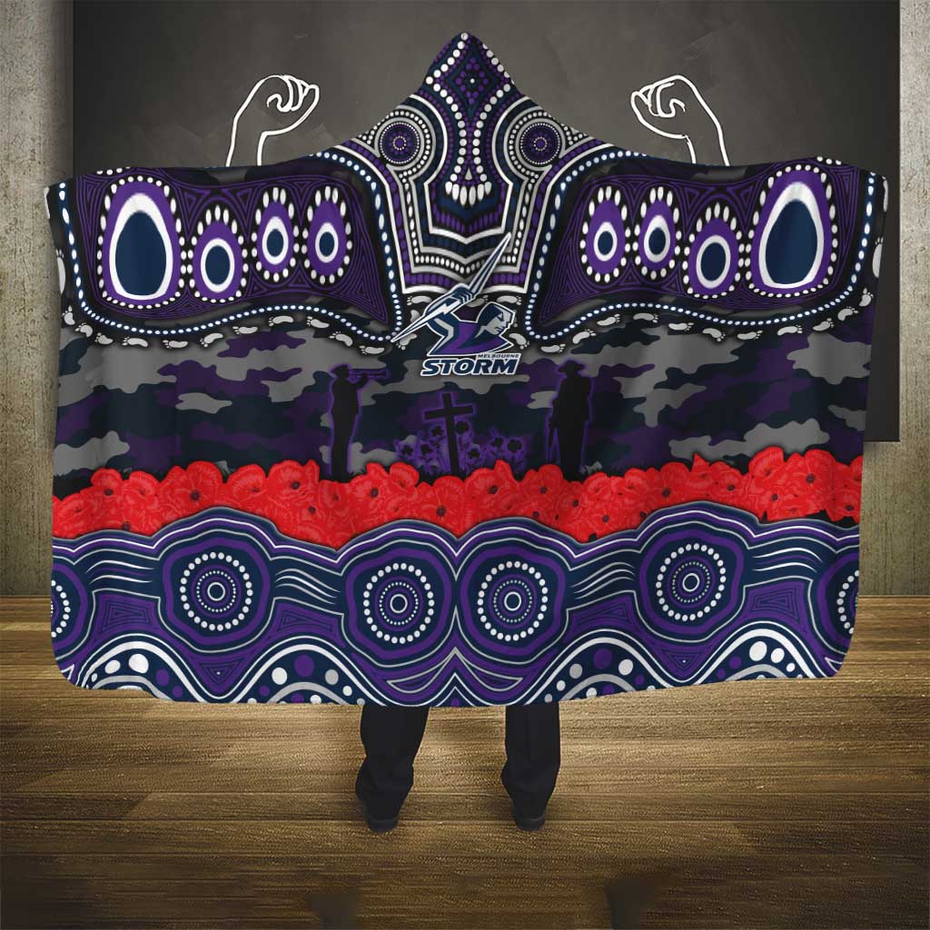 ANZAC Day Melbourne Storm Hooded Blanket Military Memorial Aboriginal Indigenous Art