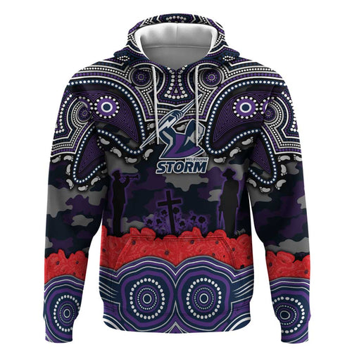 ANZAC Day Melbourne Storm Hoodie Military Memorial Aboriginal Indigenous Art