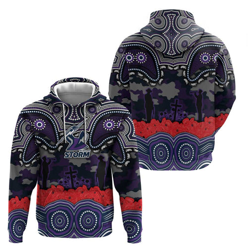 ANZAC Day Melbourne Storm Hoodie Military Memorial Aboriginal Indigenous Art