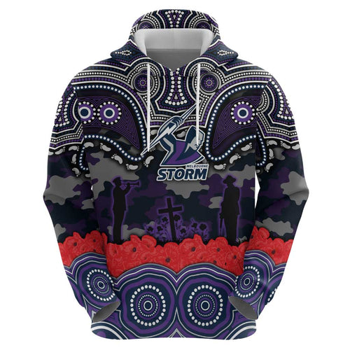 ANZAC Day Melbourne Storm Hoodie Military Memorial Aboriginal Indigenous Art