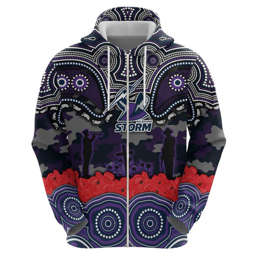 ANZAC Day Melbourne Storm Hoodie Military Memorial Aboriginal Indigenous Art