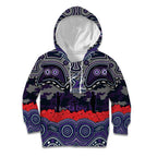 ANZAC Day Melbourne Storm Kid Hoodie Military Memorial Aboriginal Indigenous Art