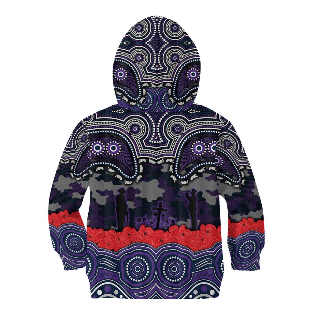 ANZAC Day Melbourne Storm Kid Hoodie Military Memorial Aboriginal Indigenous Art