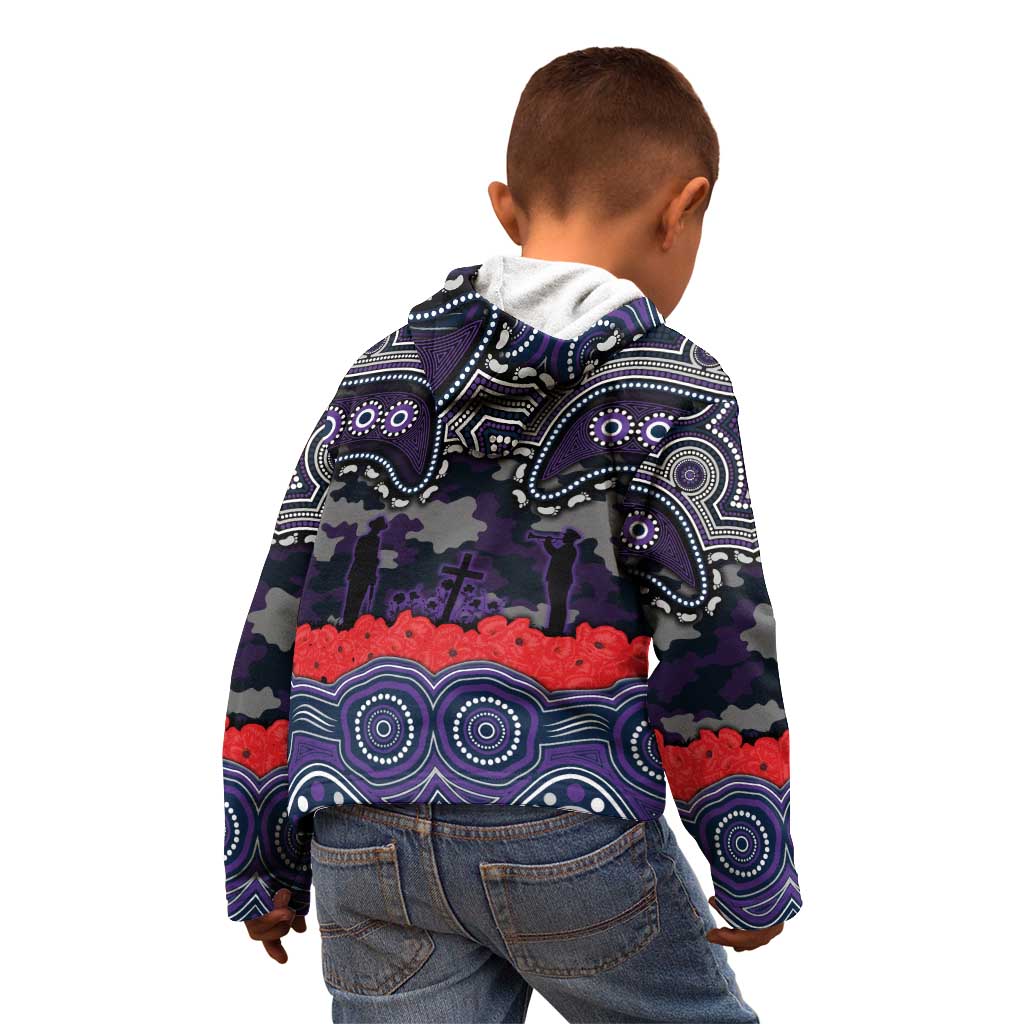 ANZAC Day Melbourne Storm Kid Hoodie Military Memorial Aboriginal Indigenous Art