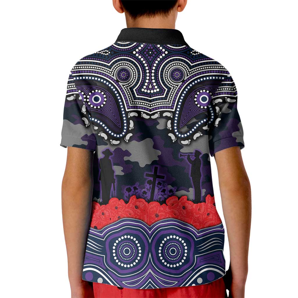 ANZAC Day Melbourne Storm Kid Polo Shirt Military Memorial Aboriginal Indigenous Art