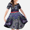 ANZAC Day Melbourne Storm Kid Short Sleeve Dress Military Memorial Aboriginal Indigenous Art