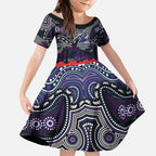 ANZAC Day Melbourne Storm Kid Short Sleeve Dress Military Memorial Aboriginal Indigenous Art