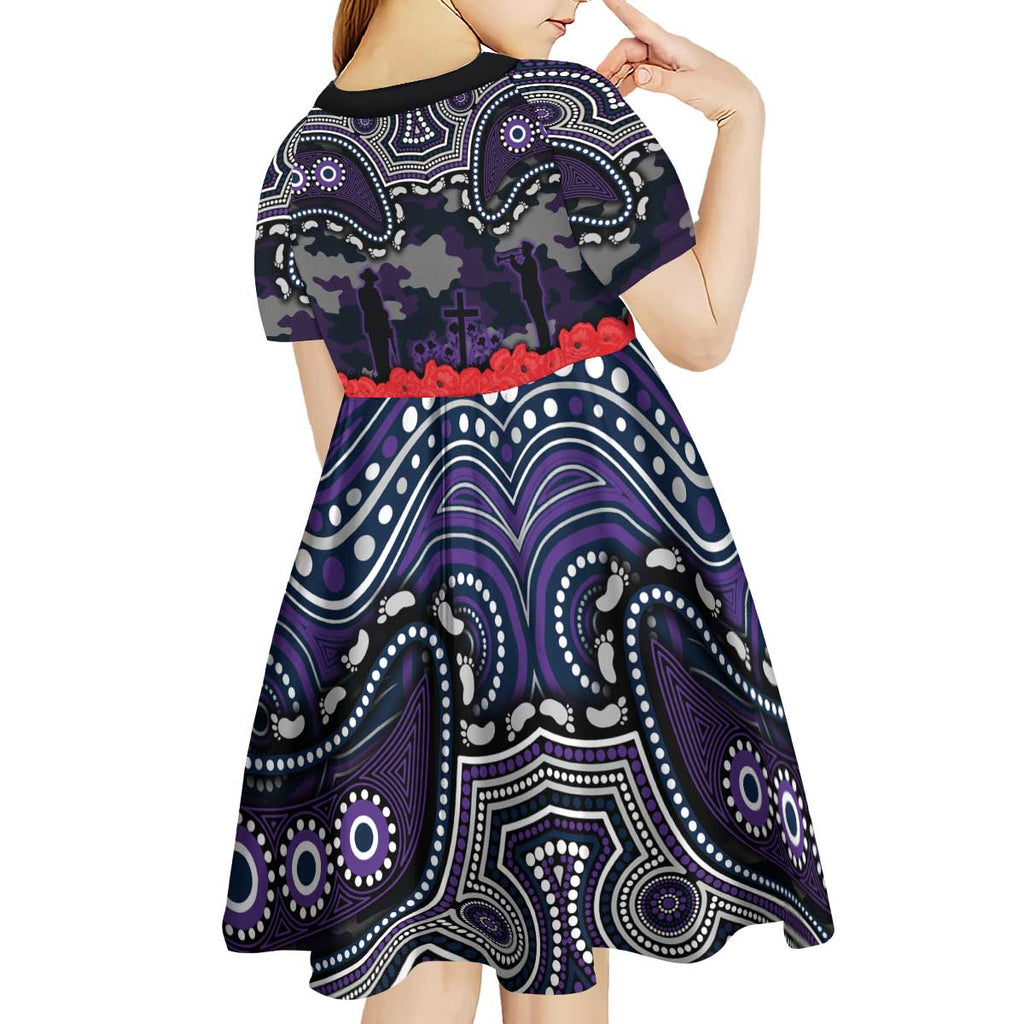 ANZAC Day Melbourne Storm Kid Short Sleeve Dress Military Memorial Aboriginal Indigenous Art