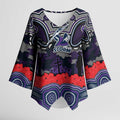 ANZAC Day Melbourne Storm Kimono Sleeve Blouse Military Memorial Aboriginal Indigenous Art
