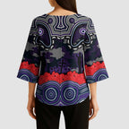 ANZAC Day Melbourne Storm Kimono Sleeve Blouse Military Memorial Aboriginal Indigenous Art
